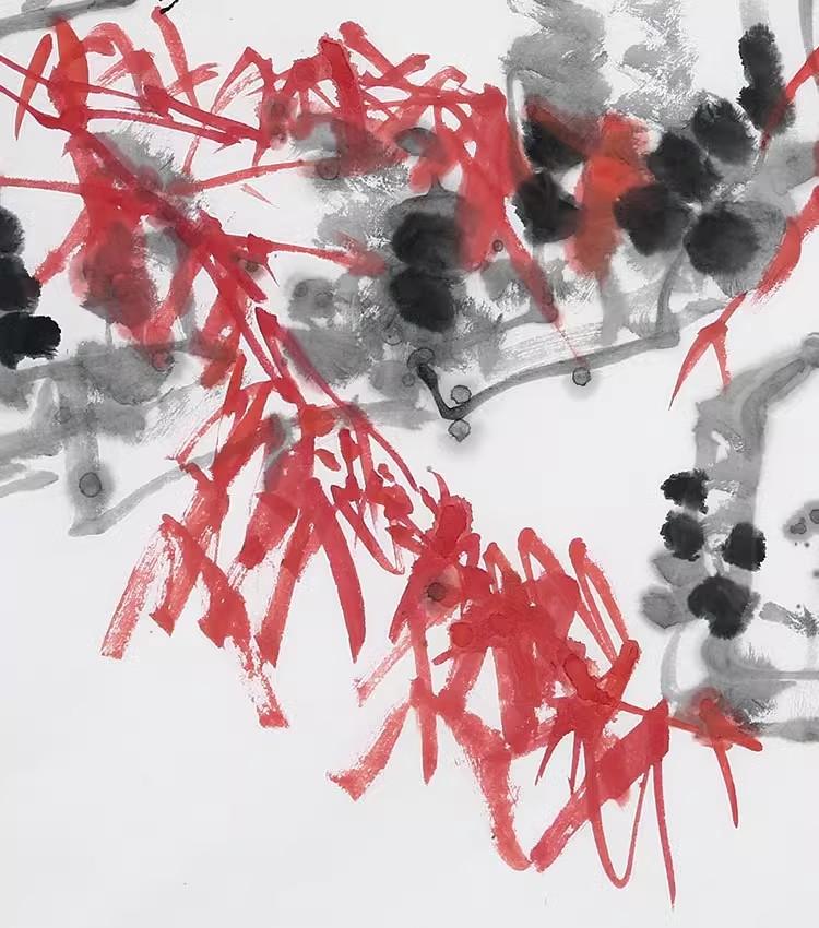 Product Introduction of Chinese artist Cui Ruzhuo's hand-painted Chinese painting of flowers and birds titled "Sunny Snow" comes with a certificate. 7
