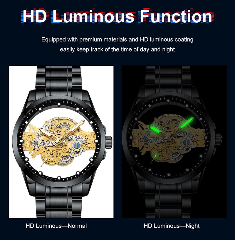 Product Introduction of 【003Harga telah diganti, cepat beli】BIDEN Jam Tangan Pria Anti Air Transparan Dial Cool Kuarsa Tali Stainless Steel Jam Tangan Cowok  YN0574 7
