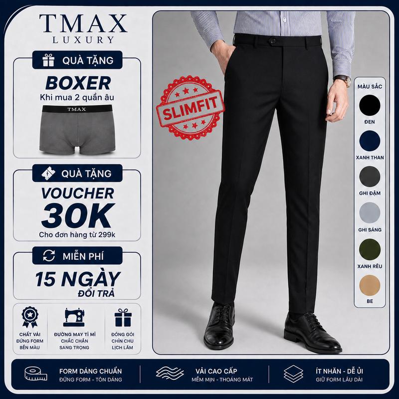 Quần Âu Nam Chéo Dày 81 T-MAX Luxury Menswear Cao Cấp Dáng Slimfit Ôm Gọn Pants…