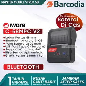 Mobile Printer Bluetooth Thermal 58mm Iware 58MPC V2 Portable Mesin Kasir PPOB RPP02N