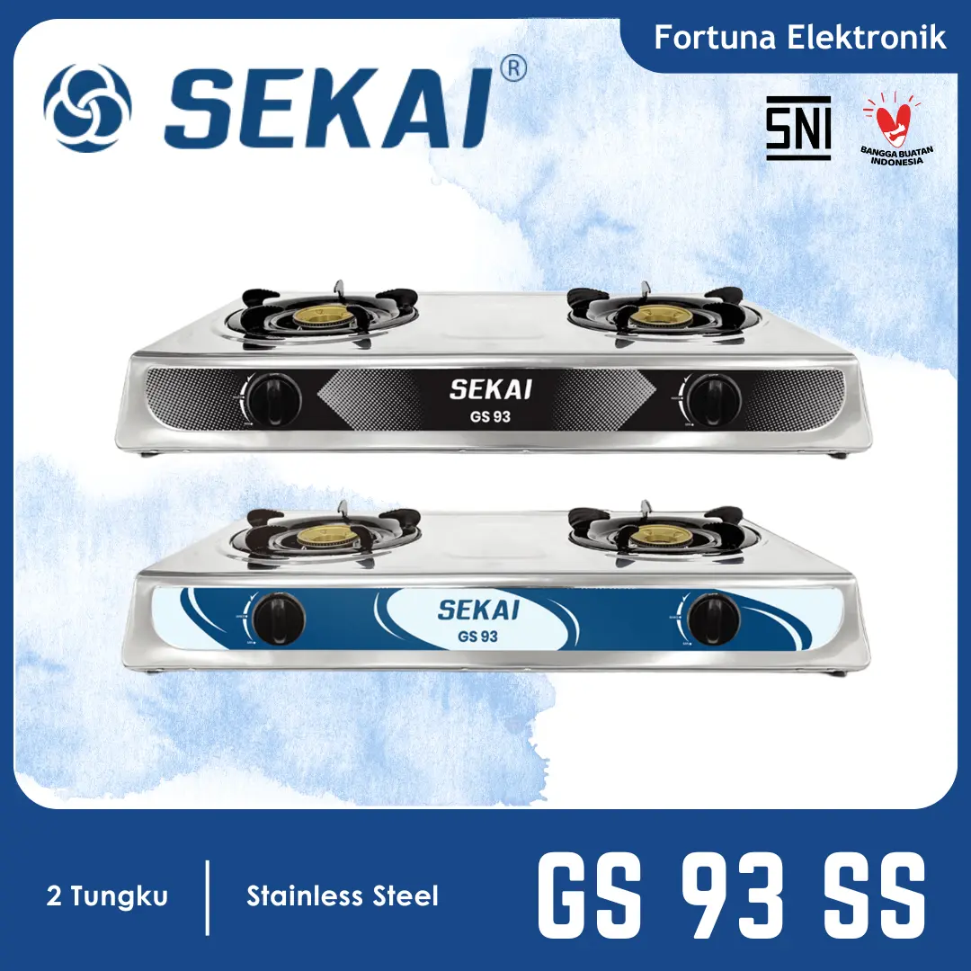 Sekai Gas Stove GS 93 SS Api Biru 2 Kompor Gas Stainless Steel Tungku