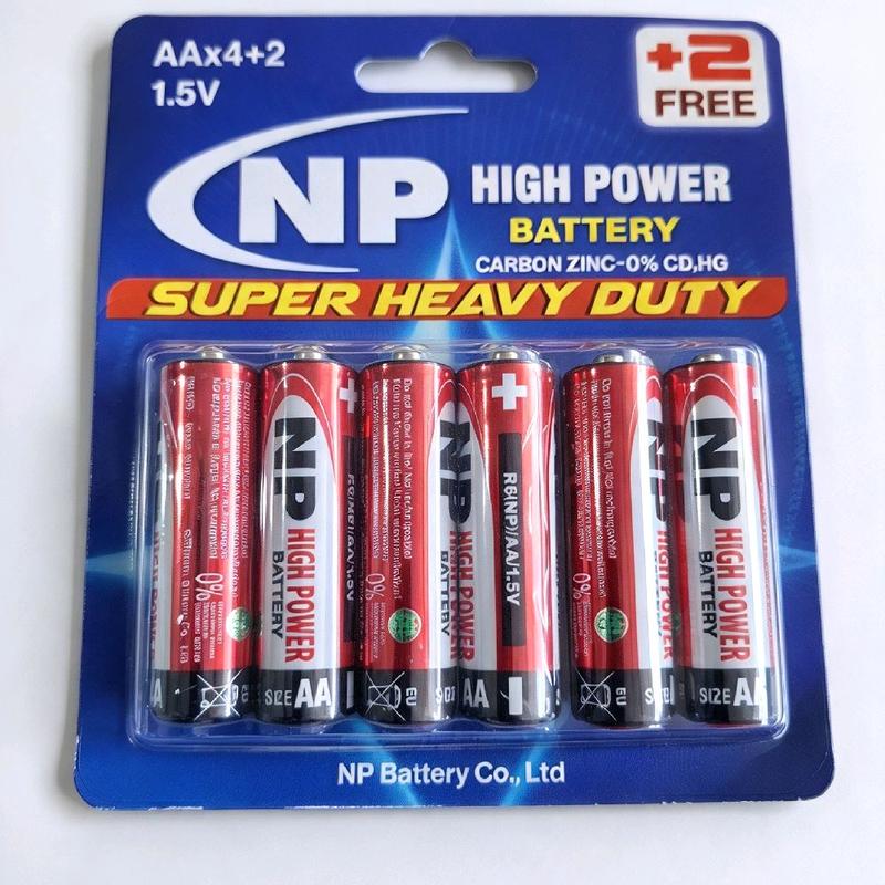 NP Pin 2AA High Power 1 Vỉ 6 Viên Super Heavy Duty 1.5V Carbon Zinc 0% CD HG