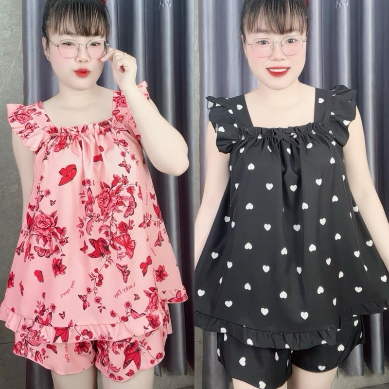 (40-85kg CÓ TÚI) BỘ LỤA 100D CÁNH TIÊN, CÓ BO CHUN CO GIÃN, VIỀN ÁO BÈO, HOẠ TIẾT CARO, DÀNH CHO NỮ