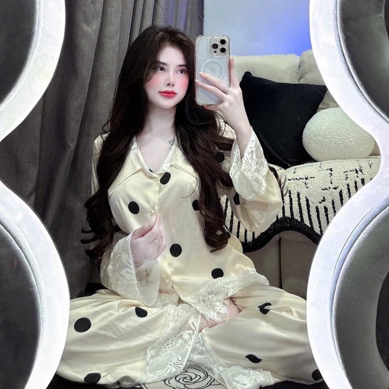  Sét bộ ngủ pijama kiểu dáng tiểu thư chất lụa latin siêu mềm mịn mát  freesize 40-60kg  - Nữ - Women Nhung Áo Voi đồ 