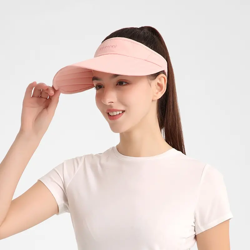 Fashion Summer Barbie Powder Solid Color Women's Sun Hat, Foldable Storage Empty Top Visor Hat, Breathable Quick Drying Fabric, Outdoor Yoga, Cycling, Running Hats