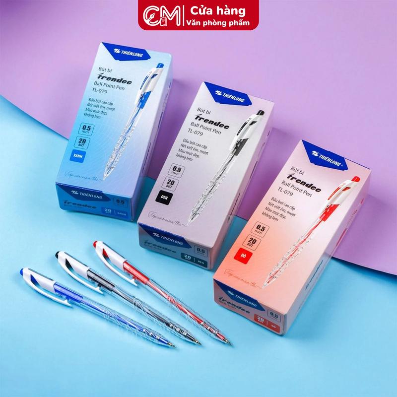 Bút bi Thiên Long TL-079 ngòi 0.5mm mực xanh/đỏ/đen nét viết thanh mảnh thiết…