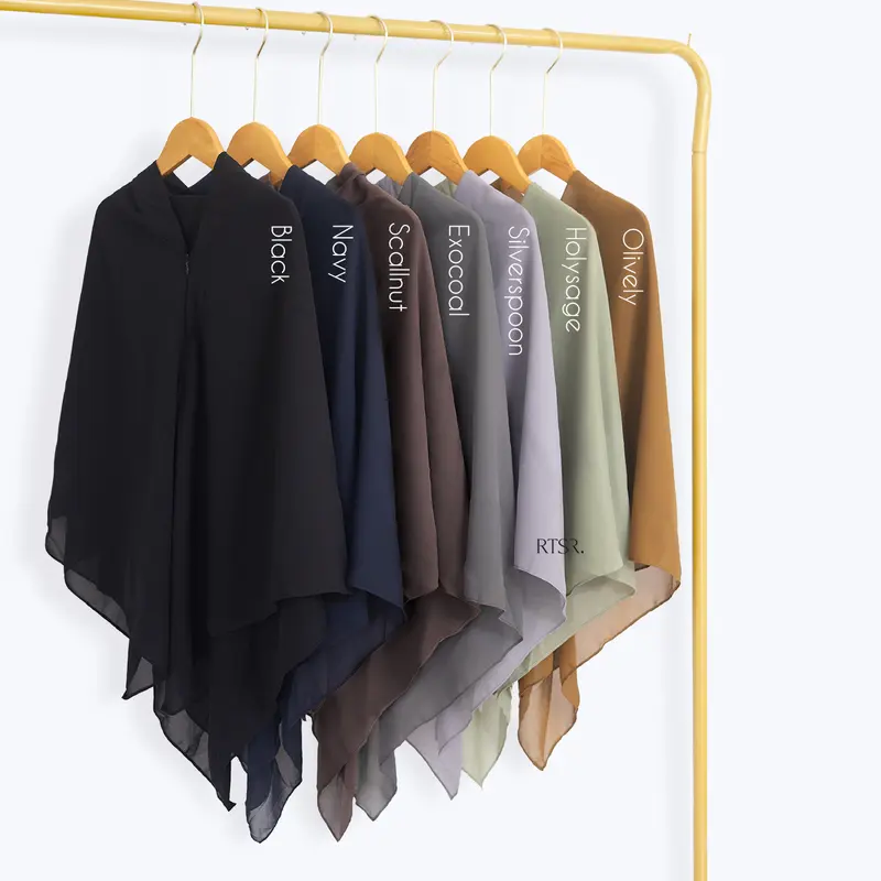 RTSR Samira Zipper Square / Hijab Resleting Wanita /Kerudung Instan Khimar Ceruty Panjang Muslim Layer_NON LABEL 3