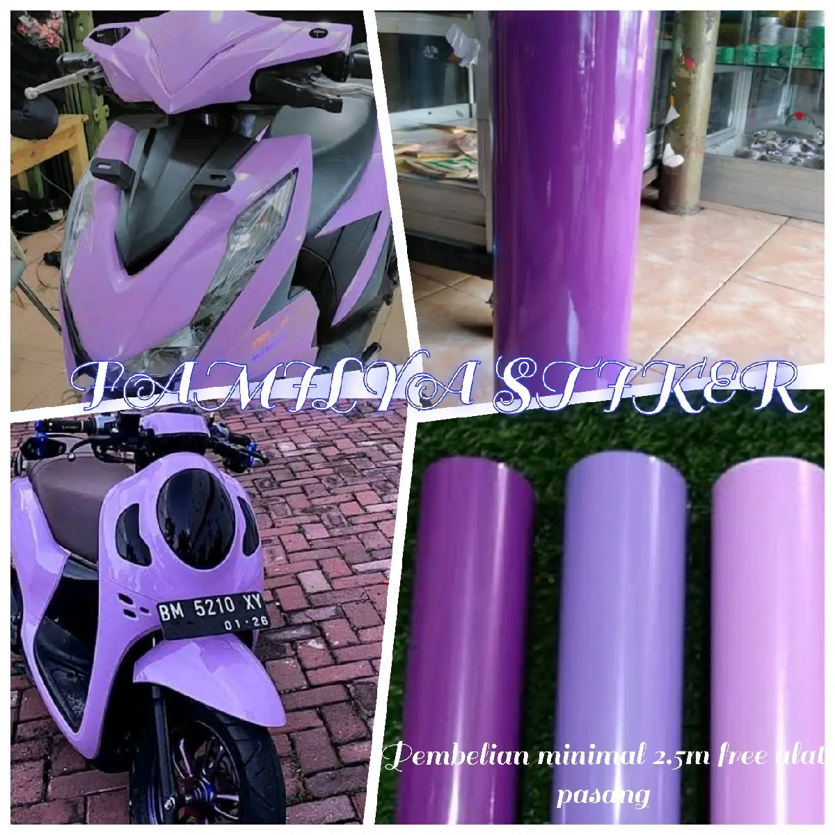 Stiker skotlet Motor ungu taro glossy setiker sekotlet Motor ungu tua doff glossy ungu Lilac dof glosy