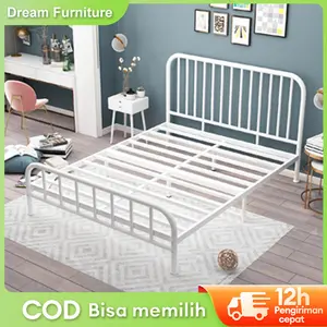 DF-6-Tidur Dipan Divan Besi Dipan Tempat Tidur Ranjang Besi Divan Kasur Tempat Tidur Dipan Tempat Tidur Besi 180cm Berkualitas Tempat Tidur Besi 100/120/160/180cm Tinggi Untuk Dua Orang Rangka  Ranjang Besi Tempat Dipan Besi  【5 tahun garansi】