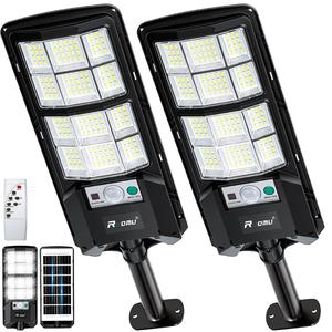 Pack 2 Lámparas Solares LED Exterior – Sensor de Movimiento y Crepúsculo, 4000mAh, IP67, Control Remoto, Sombra Ajustable, 5-8m/120°, Encendido Automático, Ideal Jardín, Patio o Pared