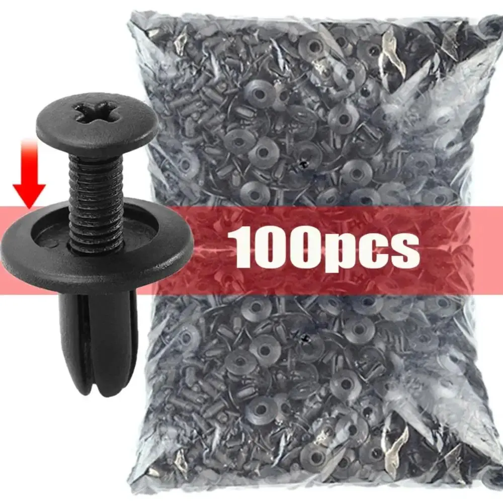 Đinh tán nhựa 8mm, 30 / 100 miếng, ốc vít, Fender cản xe, đinh tán đen, kẹp cho Toyota Focus Kia Nissan Yamaha