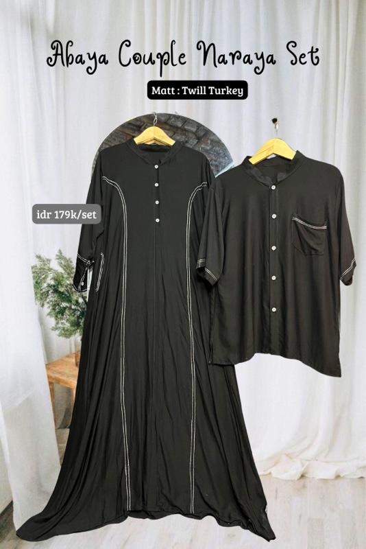 Product Introduction of Abaya Set Couple Naraya Muslim Dress Muslim Pasangan Lebaran Polos Simple Dewasa 14