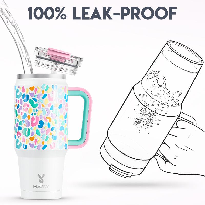 Meoky 32 oz（940mL) Tumbler with Handle, Insulated Tumbler with Lid and Straw, Stainless Steel Travel Mug, Keeps Cold for 24 Hours, 100% Leak Proof, Fits in Car Cup Holder 3