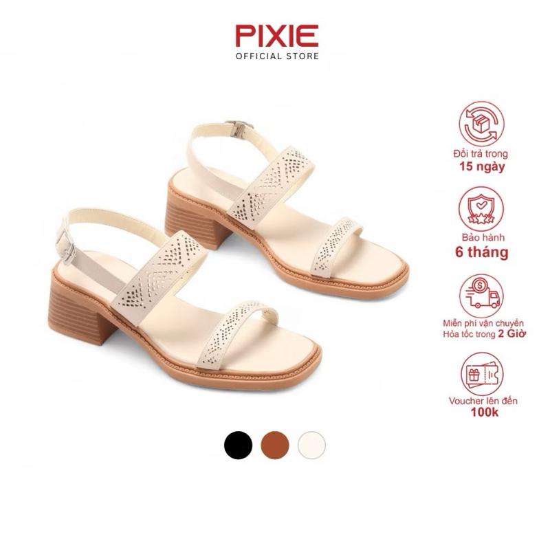   Form to  Giày Sandal Nữ 5cm Quai Ngang Cutout Laser Thời Trang Pixie H401 