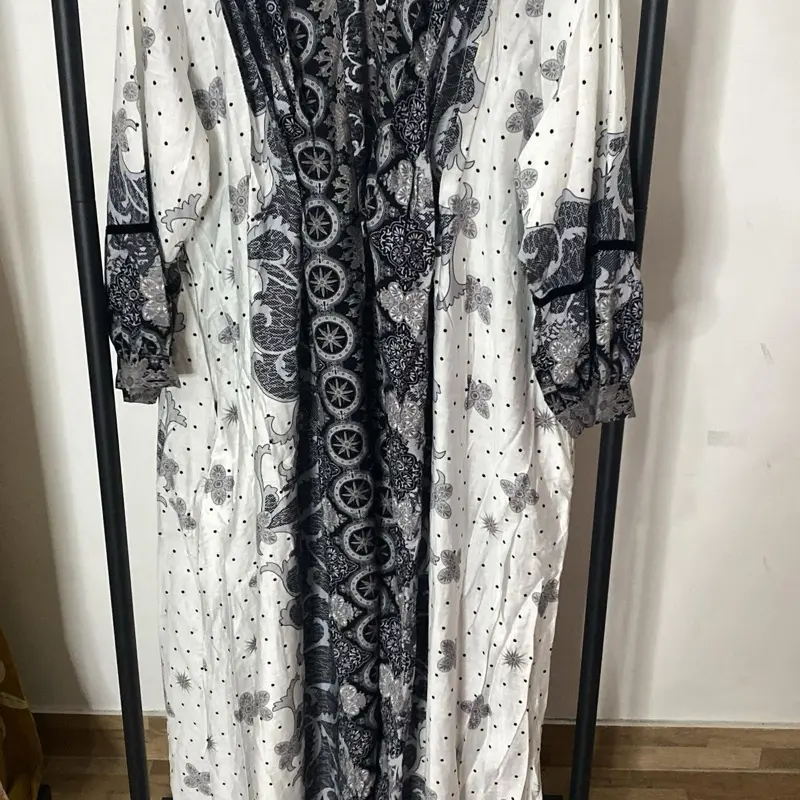 Gamis katun bamboo motif cantik bahan adem premium bkk 3