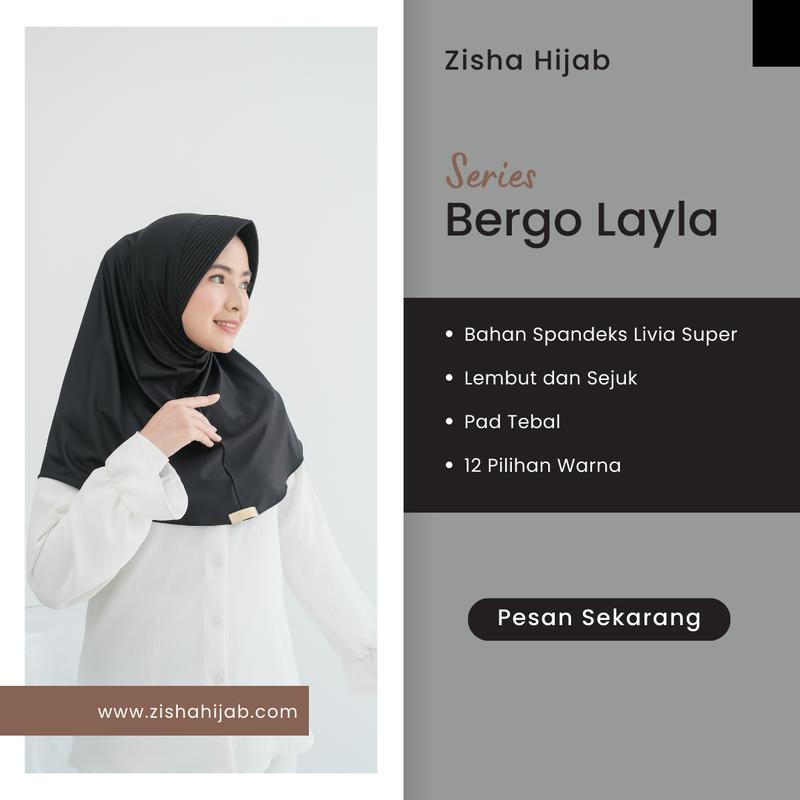 Zisha Hijab Bergo Layla Sport Semua Warna Size L Bahan Spandeks Livia Super Instan Kerudung Muslim Nyaman & Praktis 2
