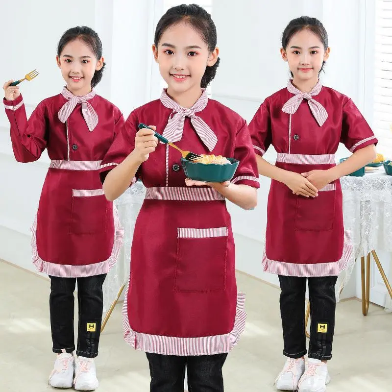 Chef Costume Cooking Baking Dress Up Kitchen Pretend Clothes with Apron Hat Set