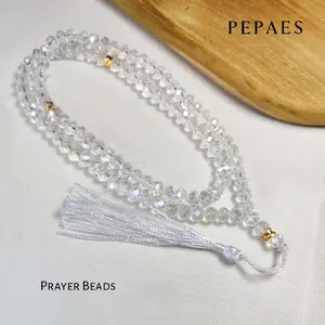 PEPAES Tasbih Kristal Bening 99 Butir Panjang 8 mm Seserahan Souvenir Oleh Oleh Haji dan Umroh Aesthetic Prayer Beads Muslim