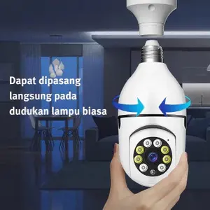 POMANY - CCTV Bohlam Pro Kamera 4K WiFi 360° PTZ Penglihatan Malam Warna AI Deteksi Manusia Peringatan Suara 2 Arah Tahan Air