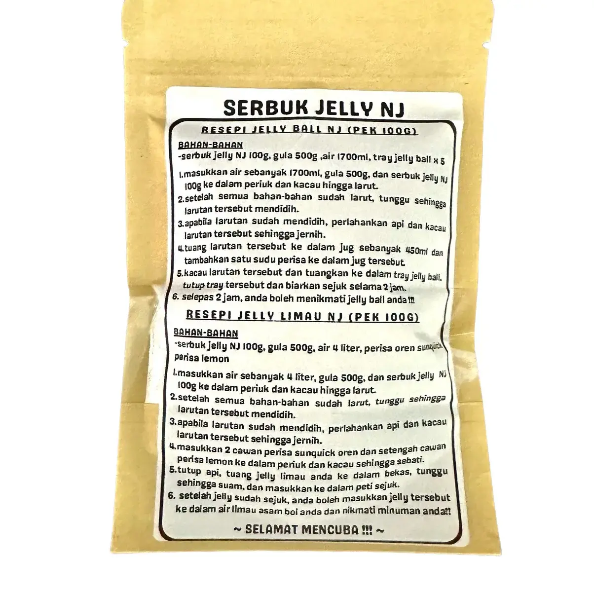 Powder Jelly NJ 100g(Jelly ball/Jelly kelapa/ Asam Boi/konjac/drinky dan pelbagai lagi) jellyball custard rainbow jelly ball serbuk dadih sachets simple fruit resepi jelly karakter