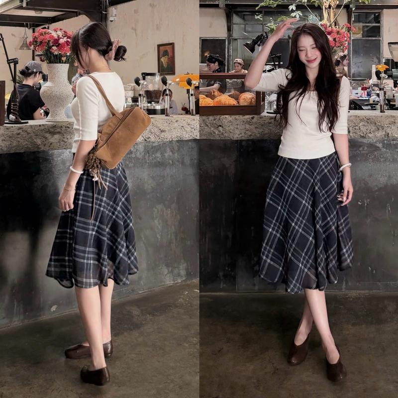 (ẢNH OLDSCHOOL) Chân váy lửng chiffon dáng A xoè CV3949 Orsa Skirt