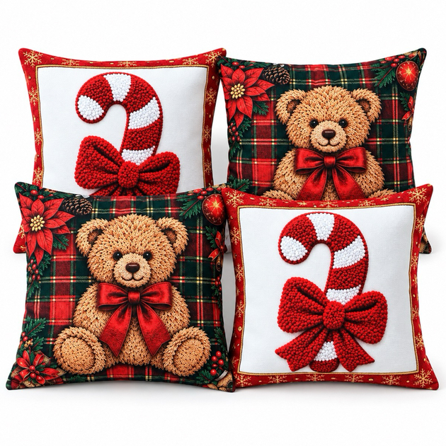 Kit 4 Capas de Almofadas Estampa Presépio Natal