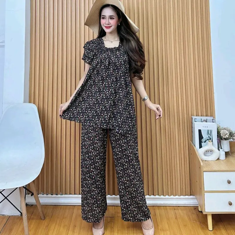 Oneset Fuji Setelan Pendek Setelan Rayon Motif Terbaru 0