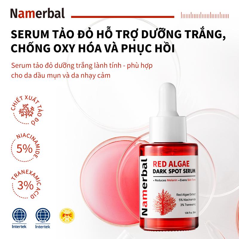  Serum Tảo Đỏ Namerbal Giúp Làm Sáng Da Và Làm Mờ Sẹo Mụn Astaxanthin + Niacinamide 5% + Axit Tranexamic 3% 30ml 
