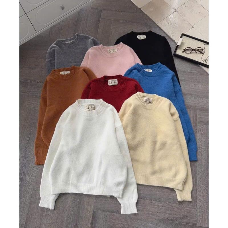    Hàng QC Loại 1   DEAL MỞ BÁN Áo Len Dày dệt Kim Cổ Tròn Áo Sweater Form Rộng Trơn Tag Chất Len Lông Thỏ Phong Cách Nữ Tính Xinh Basic Hàng Qccc CAMCLOSET Women Nữ 
