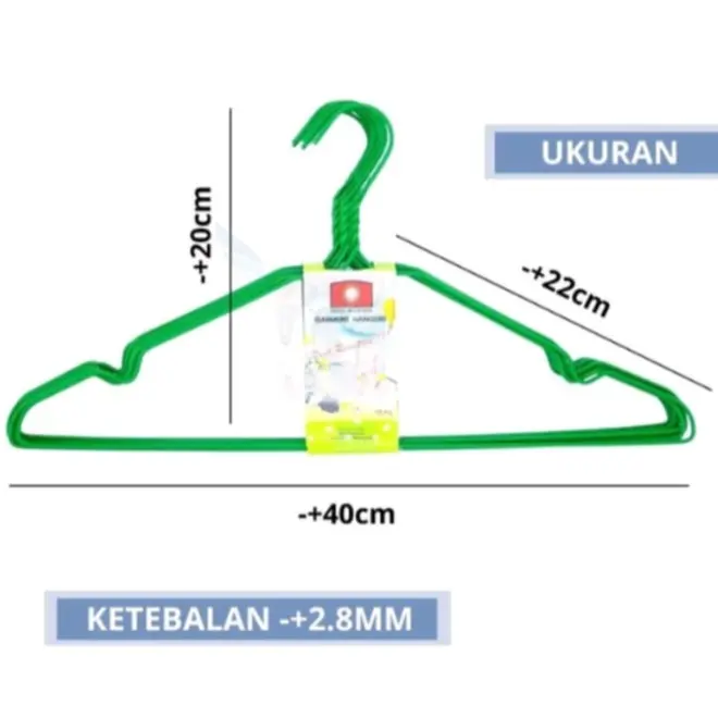 (ISI 1 pcs) Gantungan Baju Tebal Anti Karat Murah Gratis ongkir Hanger Kawat Pakaian 0