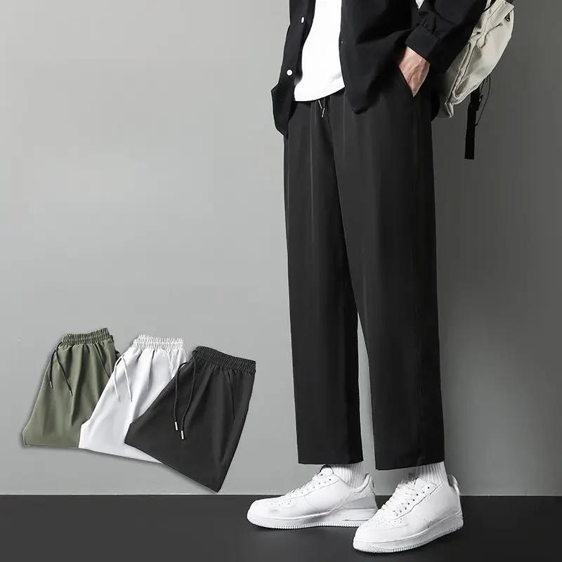Live unbridled New Arrival Simply Style Summer Thin Sport Solid Color Loose Straight-leg Pants for Men