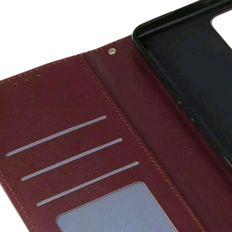 Case Untuk Vivo Y19S Flip Cover Wallet Leather Casing Dompet Kulit ( Case Untuk Vivo Y19S ) Slot Card Warna Hitam, Merah, Biru, Coklat Brown Silikon Black Smartphone Penutup 7