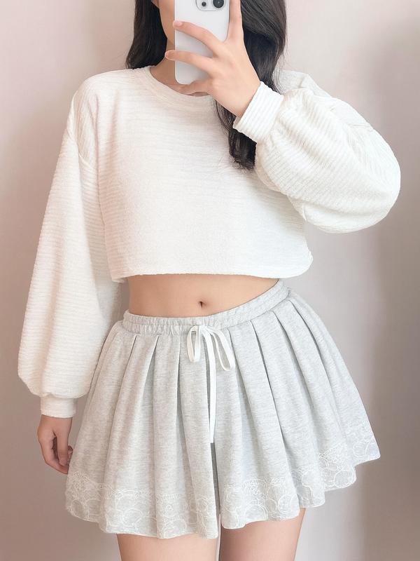 Áo croptop xốp nhăn form rộng tay bồng bo gấu peonyb nữ - Thun kiểu bánh bèo tiểu thư hotgirl phong cách hàn quốc đẹp