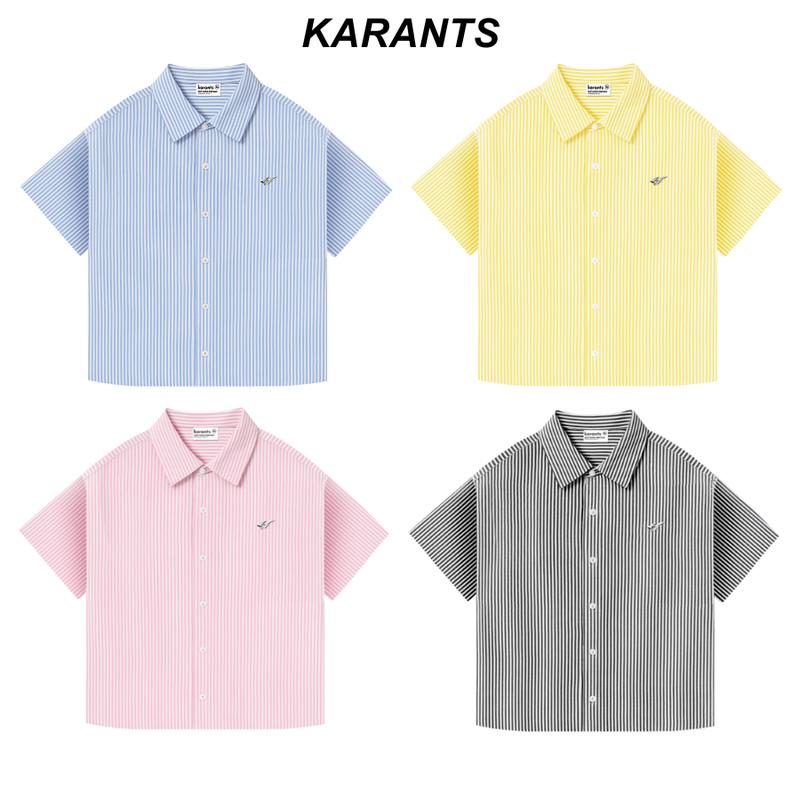 Áo Sơ Mi Trơn Logo KimLoại Karants Form Boxy Vải Oxford Premium Nam Nữ Unisex Menswear Hot Trend 2025 - KR264