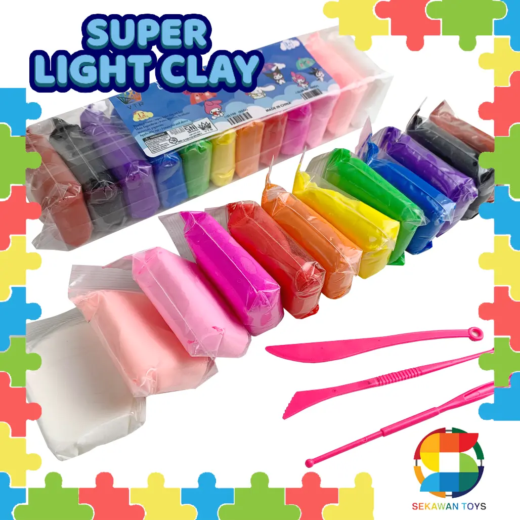 Mainan Clay Super Light  / Isi 12 + Alat / Mainan Edukasi 100C