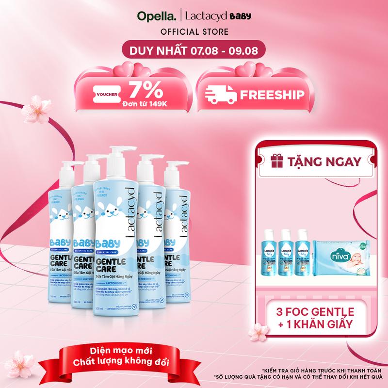 Bộ 5 Sữa Tắm Gội Trẻ Em Lactacyd Baby Gentle Care Bảo Vệ Dịu Nhẹ Cho Làn Da Nhạy Cảm 500ml Cho Bé