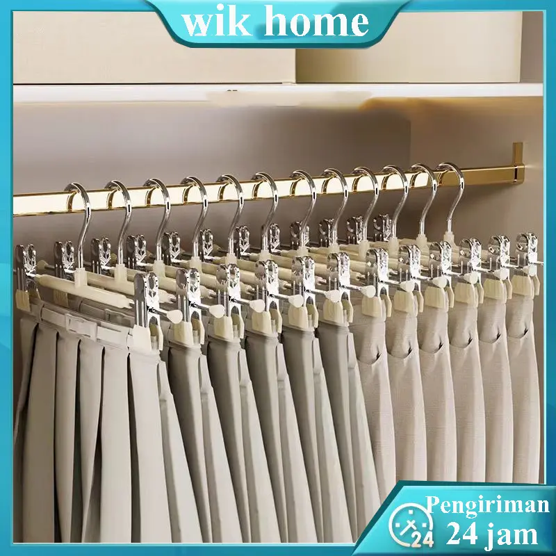 Hanger Celana Premium / Hanger Jepit Bahan/ Hanger Kerudung / Hanger Coating Premium Anti Karat/hanger baju/Gantungan Baju Jepit Dan Celana Gantungan Baju Hanger Jepit Besi Kawat Pants Hanger Clip Stainless Hanger Jepit Celana 7