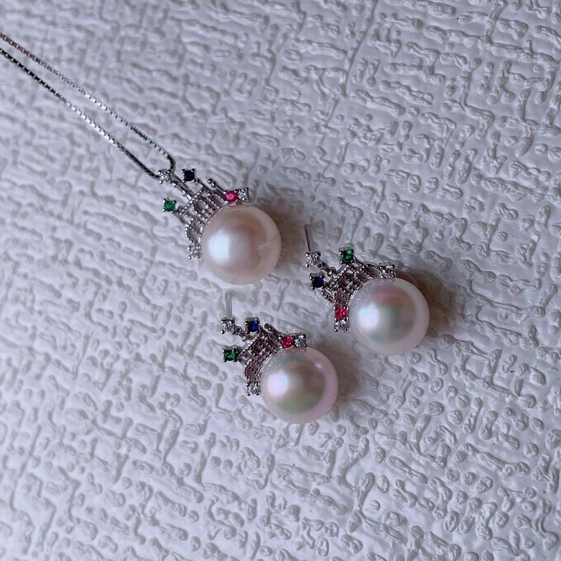 Product Introduction of Natural Freshwater Pearl Women's Earrings Necklace Made of Pure Silver Material Set, Elegant Gift, Fashionable Jewelry 7