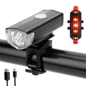 USB充電式自転車ライト、高輝度前方ライトと尾灯付き、防水仕様で夜間サイクリングやアウトドアマウンテンバイクに最適