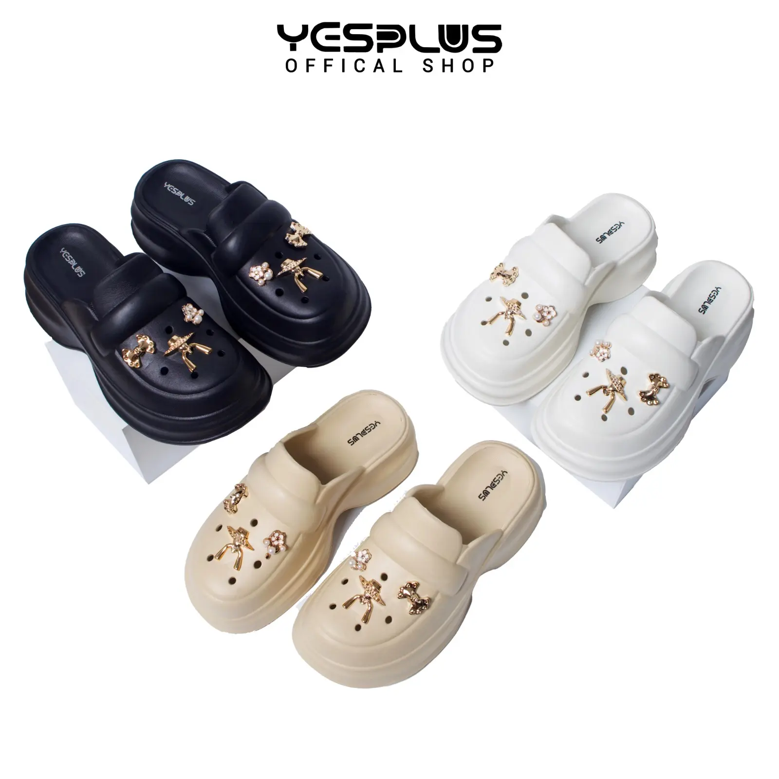 [YESPLUS] 8105-1 Sandal Selop Wedges Wanita Import Yesplus Bahan EVA Premium