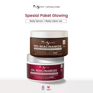 Laushine - Couple Perfect Skin - Body Serum & Body Booster Lotion Jar - New Formula Extra Shooting -9D Hyaluronic Acid + 8X Mixberries Extract, 10% Niacinamide - Mencerahkan Mengencangkan