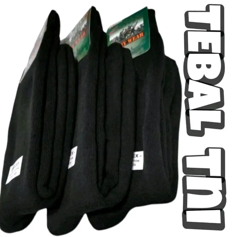 ( 3 Pasang ) Kaos Kaki PDL Hitam Polos Super Tebal TNI Nyaman Pria Panjang Sebetis