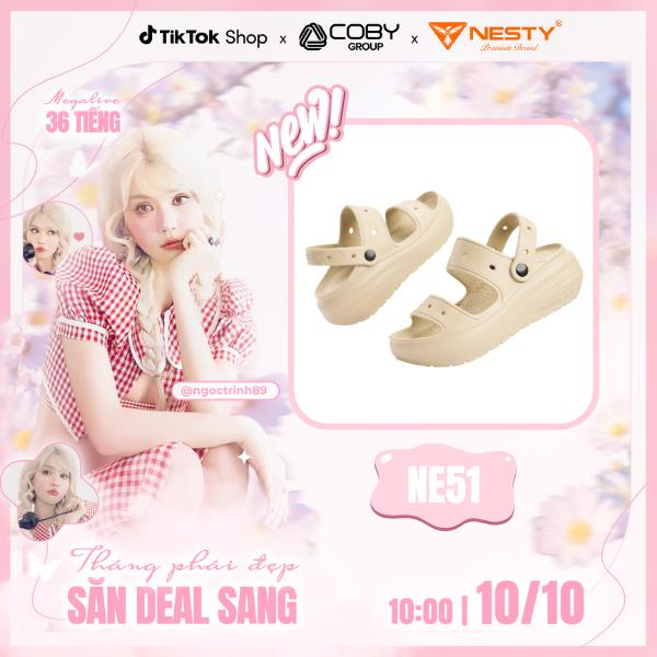 [Tặng CHARM 3D] DÉP SANDAL ĐẾ CAO ĐÚC NGUYÊN KHỐI THƯƠNG HIỆU NESTY MÃ NE51