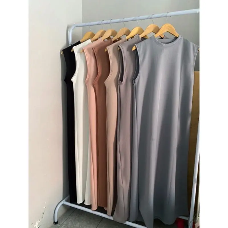 Inner Dress Polos Tanpa Lengan Bahan Scuba Premium Gamis Manset Tanpa Lengan Jumbo polos Dewasa 2