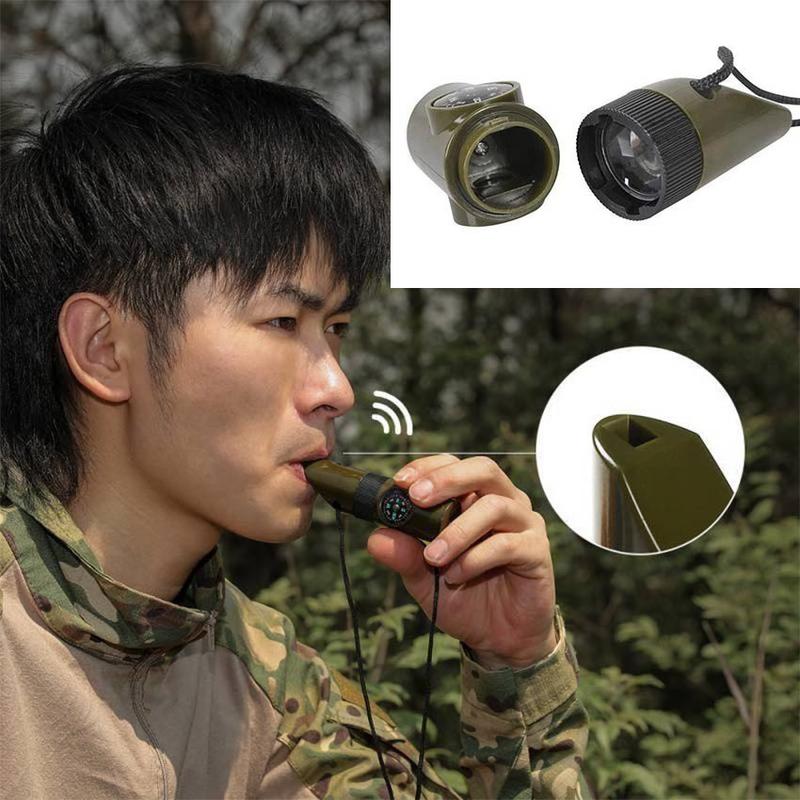 7 In 1 Peluit Outdoor Survival Multifungsi Peluit Emergency Darurat  7 Fungsi: Peluit  Kompas  Termometer  Kaca Pembesar  Reflektor  Dan Lampu LED Camping 8