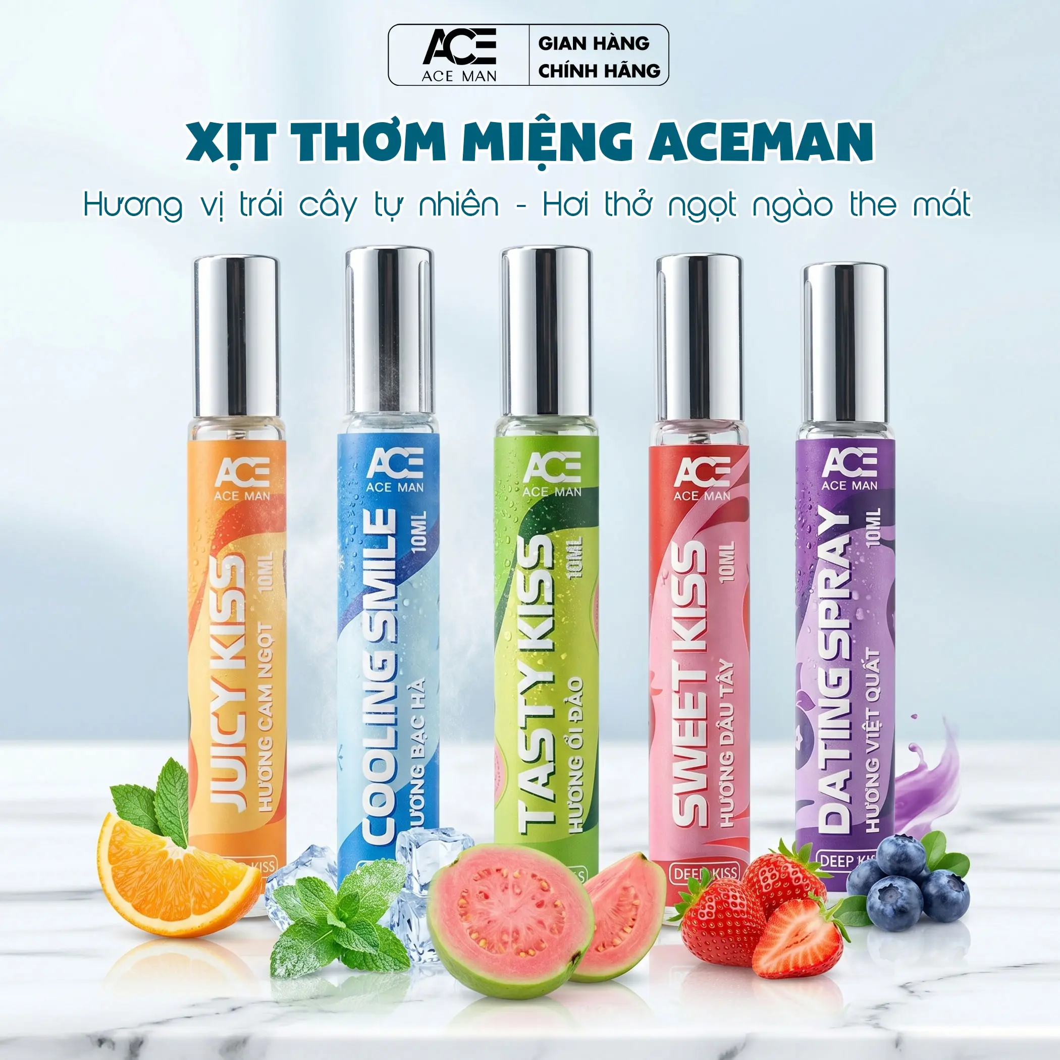 Xịt thơm miệng ACE MAN Deep Kissing Spray 10ML hương vị trái cây xịt miệng ngọt ngào lôi cuốn