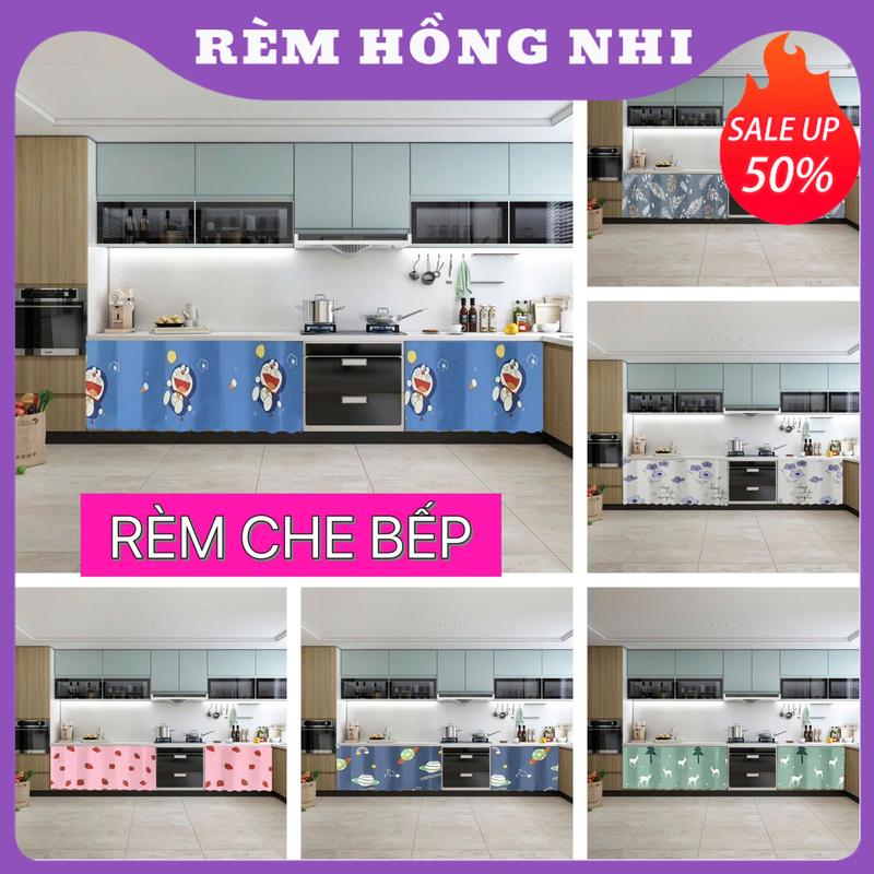  Rèm che bếp dán kệ bếp tủ bếp mini phòng trọ KÈM GAI DÁN tiện dụng 