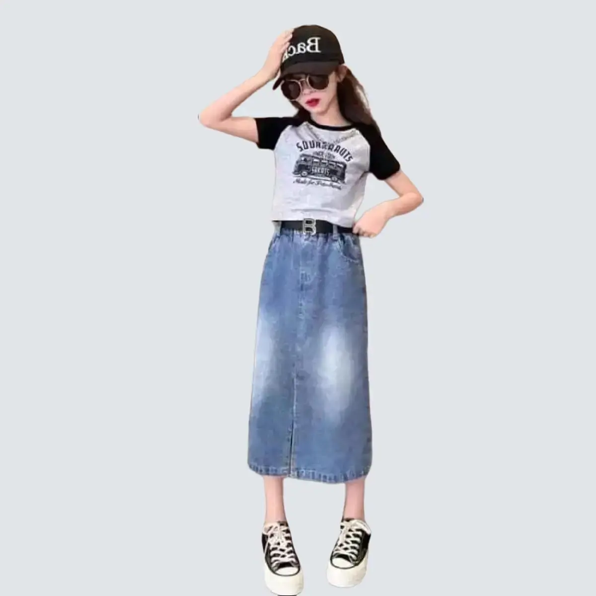 ROK JEANS ANAK PEREMPUAN KOREAN STYLE UMUR 6-13 TAHUN DENIM STYLISH Fashion 10-11 tahun bawahan rok  korea