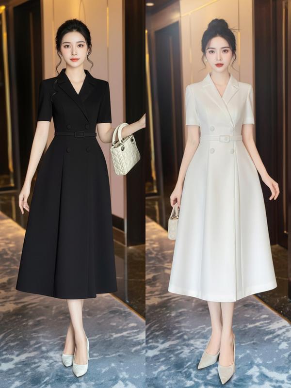   MIỄN SHIP  BST MDU5472 Váy Gold Nhật Cao Cấp – Cổ Vest Phối Hoa Cài Tôn Dáng Dành Cho Nữ  Không kèm tag cài  