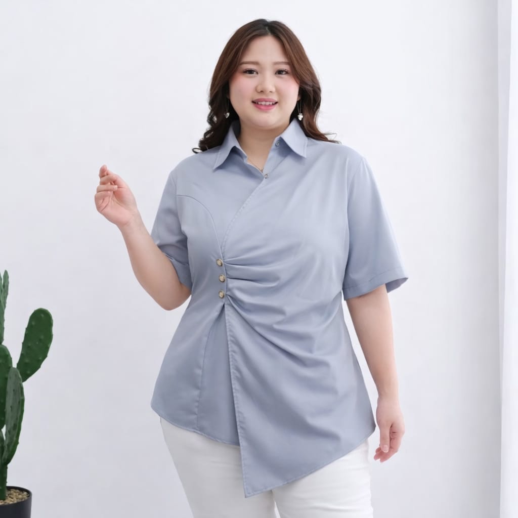 * Baju Atasan Jumbo Wanita Elegant Blouse Wanita Kekinian Ld 126 Bigsize Lengan Pendek Terbaru Pakaian Wanita Korean Style Ukuran besar Jennie